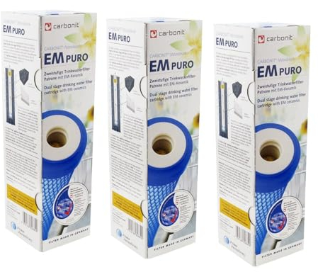 3 x Wasserfilter EM Puro von Prime Inventions mit Kapillarmembran und EM-Keramik | guter Durchfluss geeignet für Wasserwirbler