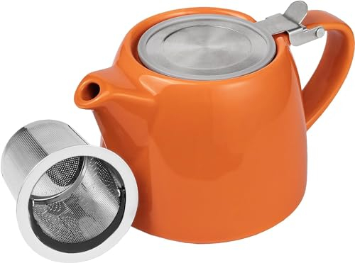 Stump Théière en céramique | pour thé en vrac/sachets | Infuseur à mailles fines | 550 ml | Outrageous Orange