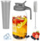 Gecheer Pichet en verre Mason Jar, Pichet à eau anti-fuite à large ouverture avec couvercle filtrant Pichet à infusion à froid pour eau/jus/lait/thé/café glacé et boissons(1000 ml)