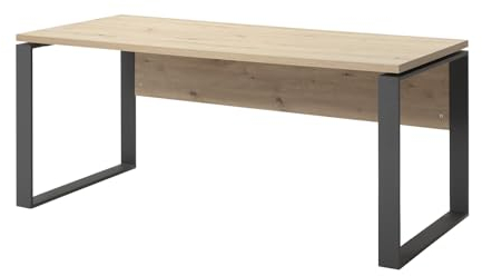 Composad | Scrivania della Linea DISEGNO con gambe in metallo, Scrivania PC Moderna, (LxAxP) 170x74,50x80 cm, Colore Rovere Mielato e gambe Nero, per Ufficio, Studio, Made in Italy