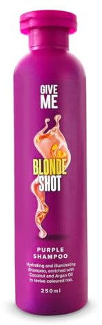 Give Me Cosmetics Purple Shampoo, Blonde Shot Enhancing Toning, No Yellow for Coloured Hair, Free from Sulphate Silicone Paraben, Enriched with Coconut and Argan Oil
