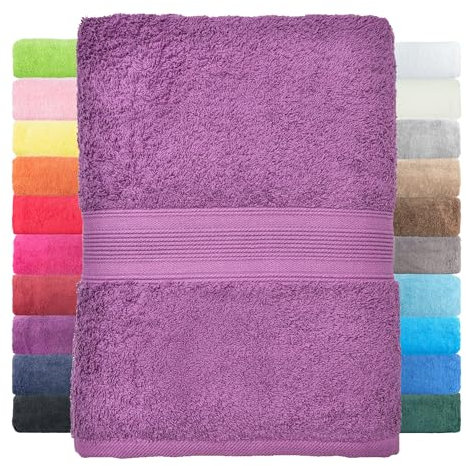 leevitex® Duschtuch 2er Set aus 100% Baumwolle, weich und saugstark | 500 g/m² | 70 x 140 cm | Lila