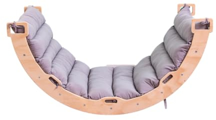 Buxibo Kletterbrücke/Kletterbogen aus Holz inklusive Kissen – Montessori-Klettergerüst – Naturholz – Kinderspielzeug – 97 x 47 x 52 cm