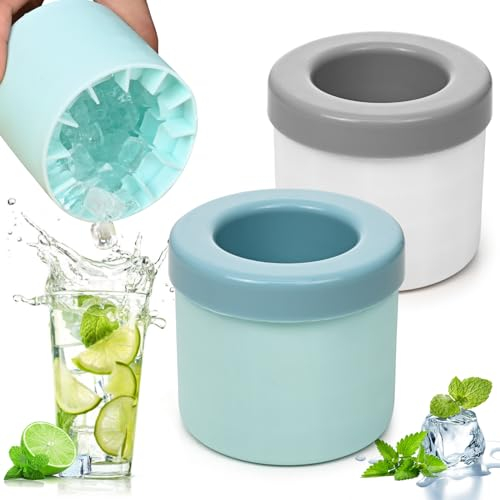 Joymaking Silicone Ice Cube Moulds, 2Pcs with Lid, Mini Trays - Blue & Grey