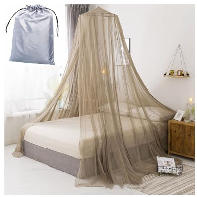 KPVVPEOX abschirmgewebe Strahlenabschirmender Betthimmel, Kreis, EMF-Schutzblock, 5G, Strahlenschutz, Schlaf, Queen-Size-Größe (Color : Brown, Size : Large)
