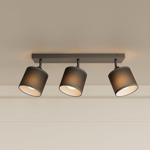 K-Bright Deckenstrahler 3 Flammig Schwarz, E14 Deckenleuchte Strahler Schwenkbar, Spotleuchte Drehbar Deckenspots für Küche, Schlafzimmer, Wohnzimmer, Flur, Länge: 52 cm, Ohne Leuchtmittel