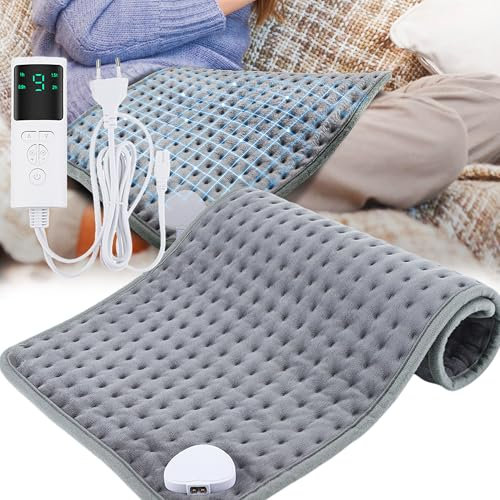 XUBX Almohadilla Eléctrica Para Aliviar El Dolor De Espalda Con Función De Apagado Automático Y 9 Ajustes De Calor, Calentamiento Rápido, Cinturón, Forro Polar, Uso En La Oficina Y En Casa