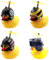 NHPY 4 Stück Gummiente Gummi Gelb Ente Auto Ornament, Coole Fahrradglocke Dekorationen mit Propellerhelm für Erwachsene Kinder