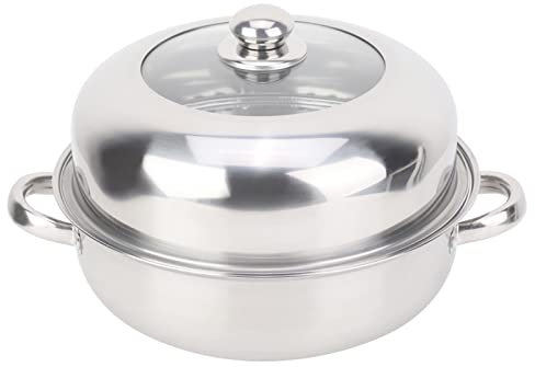 Pentola per cottura a vapore, 28 cm, in acciaio inox, monostrato, per cottura a vapore