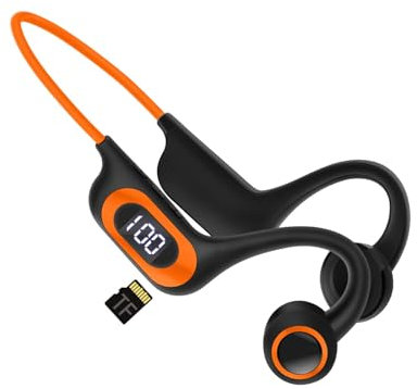 SUJAHHUJIQ Bone Conduction Headphones,Open-Ear Sports Earphones with Mic,Power Display,TF Card Slot,Waterproof Earphones Sports Headset for Running,Cycling,Workout,Work