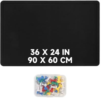 Gachiwar 60x90 cm Schwarze Pinnwand mit Holzrahmen - Memo Board, DIY Filz Pinwand mit Nägeln - Dekorative Wandtafel für Küche, Büro, Schule und Zuhause (BK-6090)