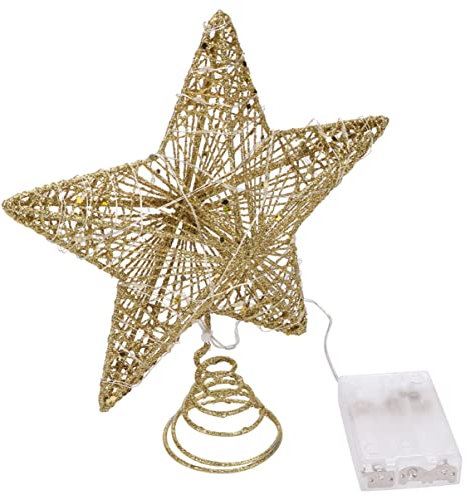 Zerodeko 1Stk Weihnachtsstern weihnachtsdeko Fairy Lights kollegen Starlight Urlaub Baumspitze Stern Baumspitze Party-Requisite Weihnachtsbaumschmuck Eisen Golden