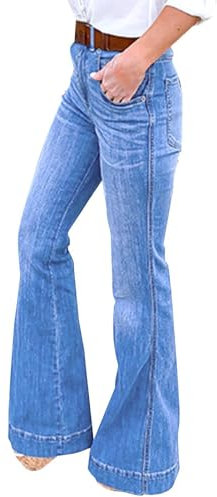 Jeanshose Damen Stretch Große Größen ： Schlaghose Damen Jeans Extra Lang Elegant Flared Jeans Gerades Bein Vintage Bootcut Jeans Klassisch Schlagjeans High Waist Freizeithose Stoffhose Palazzohose