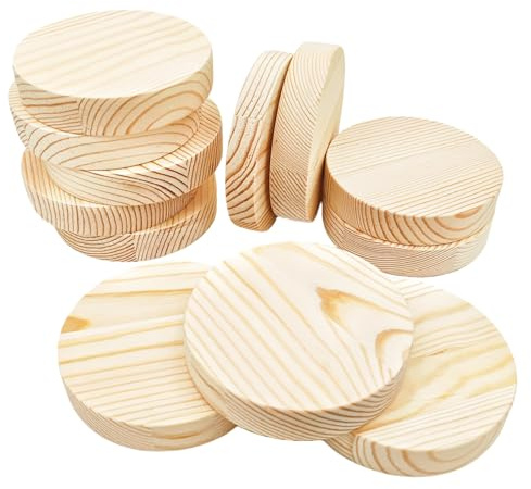 12PCS Pine Circle Plaque, 10x2cm Blank Unfinished Round Wooden Circles Plaques for Craft Projects, Engraving, Wood Burning, Painting