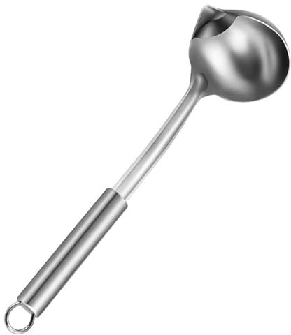 NobesOnbet 304 Haushaltslöffel aus Edelstahl Ölfilterlöffel, der zum Kochen von Fett, Soße und Schaum verwendet Wird