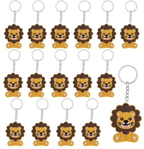 ZesNxj 16 Stück Schlüsselanhänger Löwe, Mini Löwe Schlüsselanhänger Set für Kinderggeburtstag Party Mitgebsel