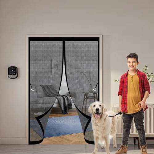 Zanzariera Magnetica per Porta 72 x 210 cm, Magnetica, Chiusura Automatica, Senza Foratura, Rete Fine, Tenda Termica Isolante per Porta Finestra Balcone, Nero
