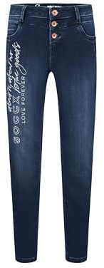 SOCCX Damen Jeans MI:RA Slim Fit Dark Blue Jogg, 26