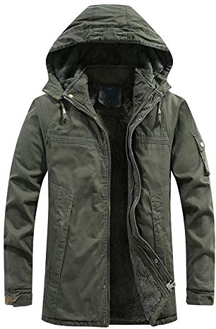 RUMAOZIA Manteau pour homme - Parka de l'armée allemande - Doublure en polaire - Avec capuche - Manteau d'hiver - Nombreuses poches - Veste militaire épaisse - Longue - Thermique - Parka fonctionnelle
