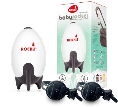 Rockit Rocker Rechargeable with Two Brackets - Baby Sleep Aid Gently Rocks Any Stroller or Buggy, Adjustable Speed with 60 Minute Timer - Fits All Pushchairs & Prams to Create a Baby Bouncer