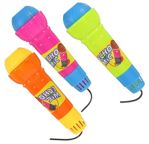 Didiseaon 3Pcs Echo Microphone Plastic Karaoke Prop Lightweight Party Favor for Boys and Birthday Stage Performance Random Color