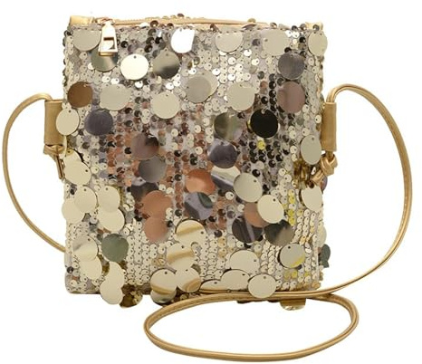 Uwiyo Glitzer Pailletten Umhängetasche Damen, Klein Damen Glitzer Crossbody Umhängetasche Elegante Pailletten Handytasche zum Umhängen Schultertasche mit Reißverschluss für Alltag Prom Party