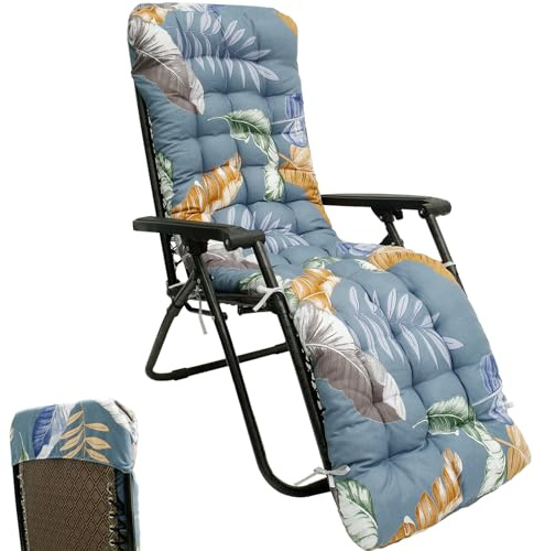 BUTORY Liegenauflage Auflage Gartenliege 170x53x8 cm Auflagen für Deckchair Polsterauflage für Sonnenliege Auflage Polster Kissen für Liegestuhl Dicke Polsterung (Blaue Blattliebe)