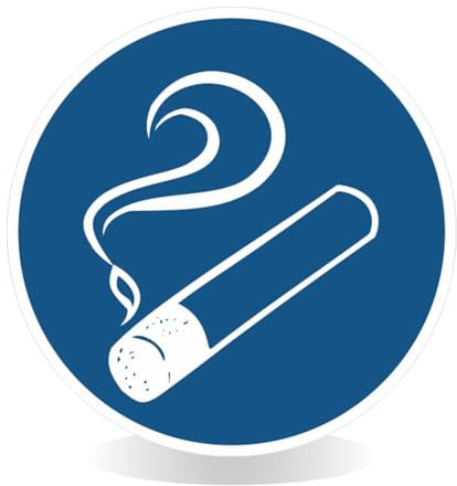 Betriebsausstattung24 Gebotsschild Rauchen gestattet - PVC-Folie, selbstklebend - 20,0 cm Ø - Symbol Aufkleber - blau weiß