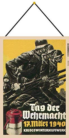 Blechschild mit Kordel 30 x 20 cm Tag der Wehrmacht 1940 Kriegswinterhilfswerk - Blechemma