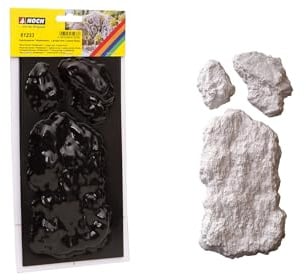 NOCH Fels-Gussform „Widderstein“, für realistische Modellbau Felsen, 1 großer und 2 kleine Felsen, ideal für Spurweiten wie H0, TT, N, Z