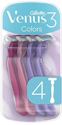 Gillette Venus3 Rasoio monouso da donna con 3 lame e striscia di umidità, confezione da 4