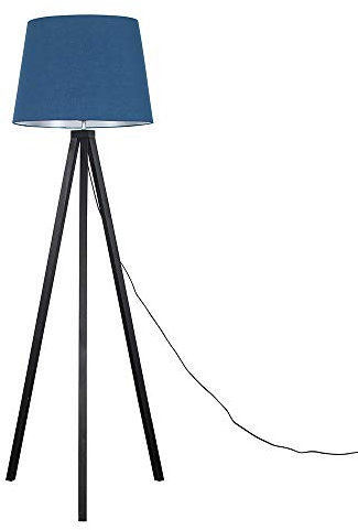 MiniSun | Modern Black Wood Tripod Design Floor Lamp with a Navy Blue Tapered Shade | Floor Lamps & Torchieres, Home Décor & Improvement Essential | Includes Bulb [3000K Warm White]
