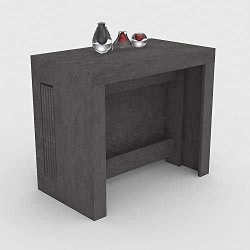 VE.CA - Karen Table Console à rallonge - avec Porte à rallonge en Bois - Dimensions : 90x51,5x77 à 300 cm - Couleur : Pétrole - Cuisine, Maison, Design - Made in Italy