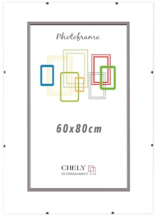CHELY INTERMARKET MOD300 Marco Portafoto Clip Metacrilato Sin Borde Moderno 60x80cm Montaje Vertical Horizontal Decoración Posters Carteles Oficinas Galerías Color Transparente Incluye 1 Unidad