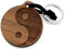 NaturSchatulle Schlüsselanhänger aus Holz mit Gravur Yin und Yang Nussbaumholz mit Edelstahl Schlüsselring Band Schlüsselbund Geschenkidee