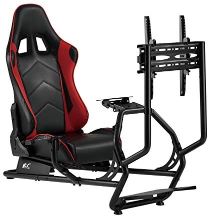 NanoRS RS160 Rennsimulator Cockpit 3 in 1 Spielsitz mit Kunstlederbezug Lenkradständer TV-Halterung bis 50 Max. Vesa 400x400