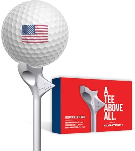 FLIGHTPATH Premium Golf Tees - Durable Plastic Golf Tees Designed to Enhance Golf Shot Distance & Precision - Robotically Tested to Reduce Ball Spin - USGA Approved Golf Equipment - (Pack of 8, 2.75“)