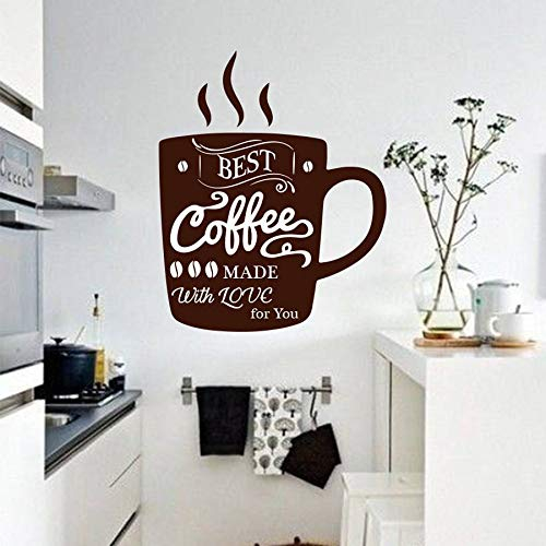 NSRJDSYT Kaffee Wandtattoo Tasse Kaffee Wandaufkleber für Küche Home Esszimmer Dekor Cafe Logo Zeichen Fenster Wandkunst Wandbild 105x86cm