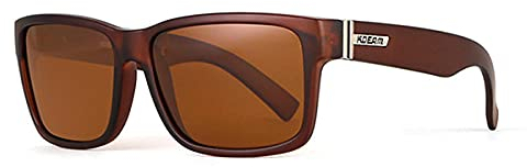 WQZYY&ASDCD Sonnenbrille Herren Damen Quadratische Polarisierte Männer Sport Stil Fahrfischer Objektiv Brille Male-C5_Brown_Frame