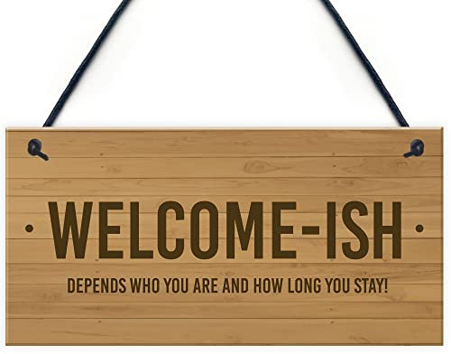 RED OCEAN Funny Welcome Sign WELCOME ISH Hanging Door Sign Wall Decor Home Sign