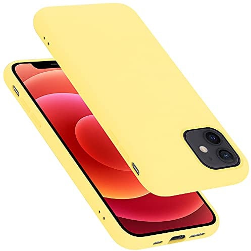 Cadorabo Hülle kompatibel mit Apple iPhone 12 MINI Hülle Silikon Handyhülle für iPhone 12 MINI Case aus flüssigem Silikon- Kratzfeste und stoßfeste dünne TPU Schutzhülle - Liquid GELB
