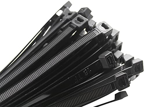 CRINSTON - 1000 Pezzi Fascette professionali 250 mm x 3,6 mm, Fascette di plastica nera. Resistente ai raggi UV - Resistenza minima alla trazione 18,3 kg.