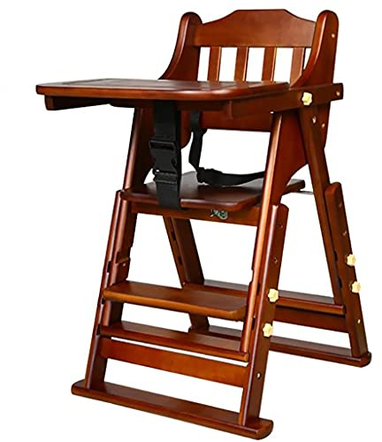DUNAKE Hochstuhl Baby,Holz Hochstuhle,Kinderhochstuhl mitwachsend,Kinderhochstuhl mit Rollen, hochstuhl klappbar,Hochstuhl ab 6 Monaten bis 10 Jahre (Color : A)