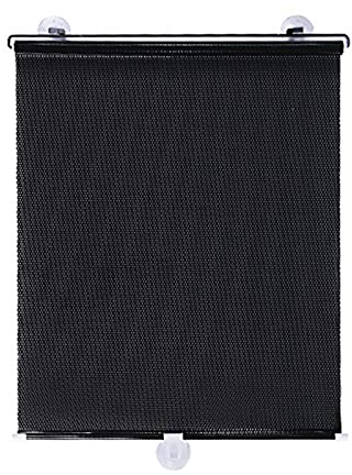 JANEFLY Parasol con Ventosa, Persiana Enrollable TelescóPica Interior Cortina Opaca para BalcóN Persianas Temporales VersáTil En Cualquier Lugar PortáTil PañO Ligero (Negro),40 * 125cm