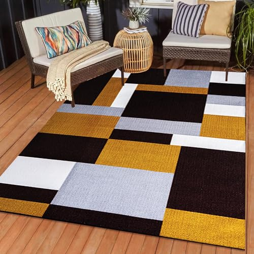 PHP Door Mats - Runner Rug Carpet Mat for Every Season Bedroom Living Room Hallway Kitchen Front Door Entrance Décor (Brown Beige, 120 x 170 cm - Rectangle Rug)