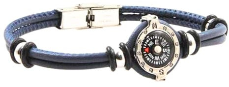 amorili - Bracciale in Corda con Bussola - Braccialetti Mare con Bussola - Bracciale Uomo Corda - Colore Blu