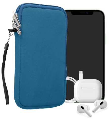 kwmobile Handytasche für Smartphones XL - 6,7/6,8 - Neopren Handy Hülle Strahlend Blau - Handy Tasche 17,2 x 8,4 cm Innenmaße