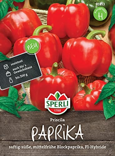 Sperli Blockpaprikasamen Priscila, F1 81853 - Saftig-süße Früchte - Dicke Fruchtwand - Inhalt für 8 Pflanzen - Gemüsesamen, Samen Gemüse, Saatgut