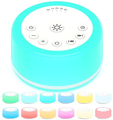 ColourNoise Sound Machines, macchina per il rumore bianco, luci notturne con 30 suoni lenitivi, con 5 timer, portatile, per casa, viaggi e ufficio