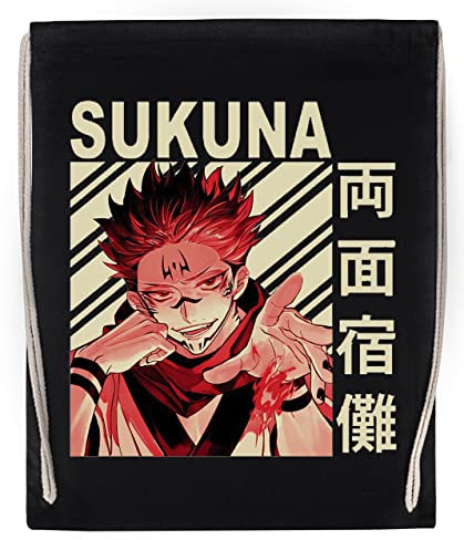 Sukuna Jujutsu Schwarz Sport Reise Sporttasche Langlebig Umweltfreundlich Drawstring Gym Bag